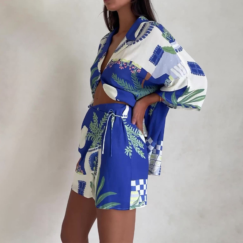 LAST DAY SALE 50% OFF💥Fashion Holiday Print Shirt & Skirt Two-Piece Set